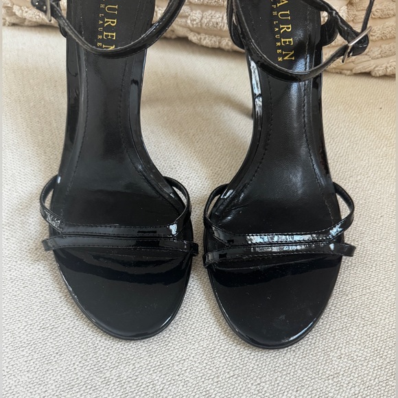 Lauren Ralph Lauren Black Patent Strappy Heels - Picture 2 of 8